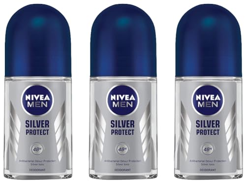 Nivea Deodorant Roll On, Silver Protect for Men, 50ml (Pack of 3)