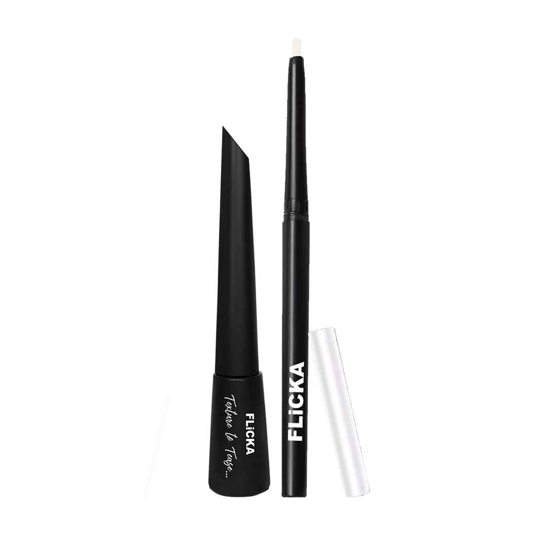 FLiCKA Breathtaking Eyes Kajal White & Texture To Tease Liquid Eyeliner Combo