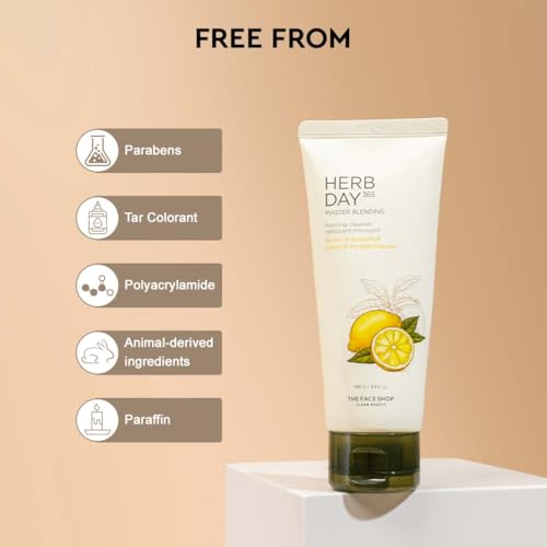 The Face Shop Herb Day 365 Lemon & Grapefruit Face Wash With Vitamin C & Glycolic Acid For Brighter And Glowing Skin | Made in Korea | 100ML