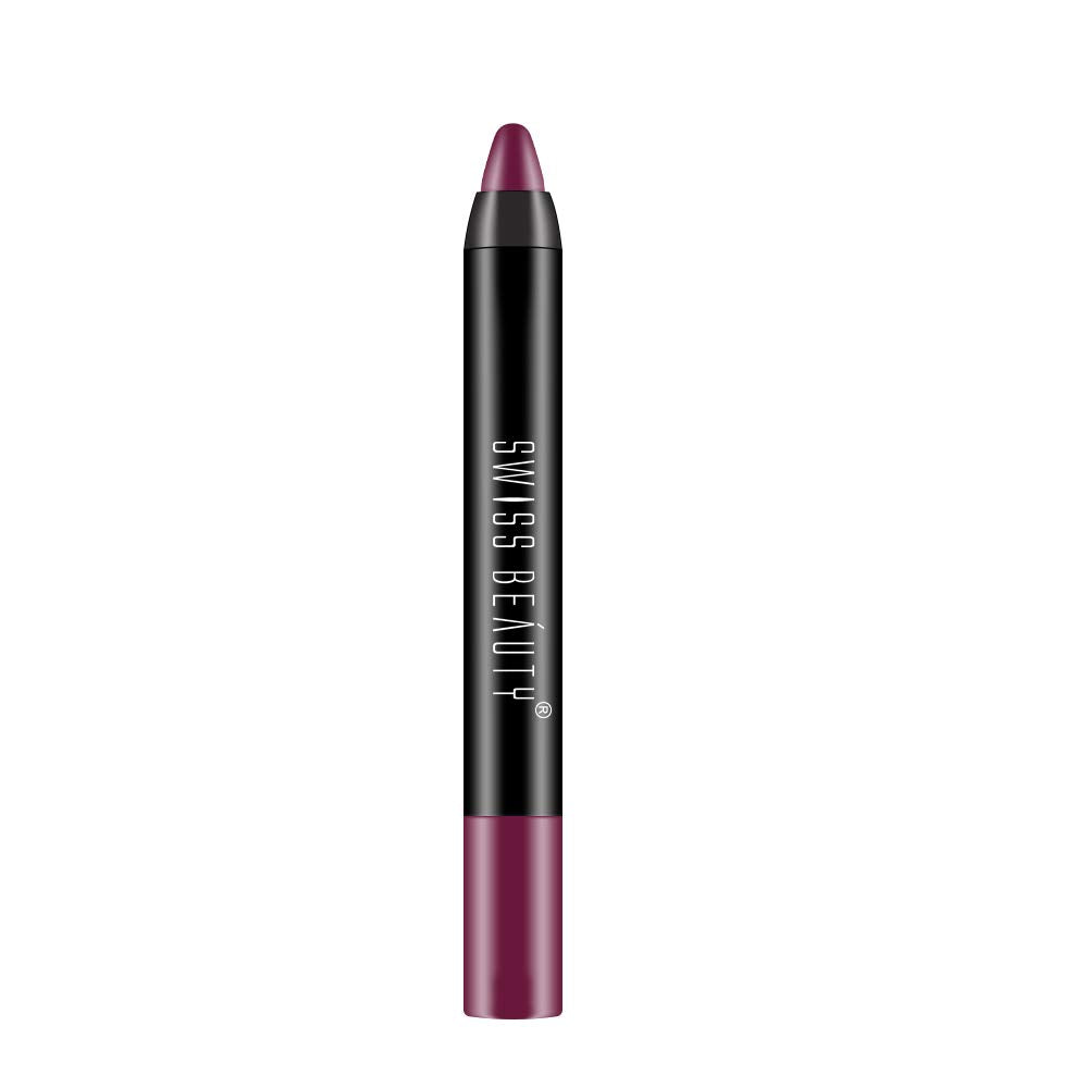 Swiss Beauty 12 Hrs. Stay Matte Lip Crayon, Burgundy, 3g - Long Lasting, Waterproof, Super Stay, Matte Finish Lip Crayon, Long Wear, Crayon Lipstick