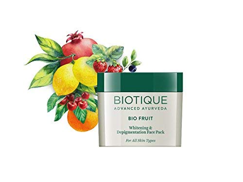 Biotique Bio Milk Protein Whitening & Rejuvenating Face Pack For All Skin Types, 50g & Bio Fruit Whitening & Depigmentation & Tan Removal Face Pack, 75g
