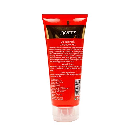 Jovees Herbal Face Care Combo | De-Tan Facewash 120ml, Scrub 100ml, Pack 100g, Lotion 60ml | Tan Removal