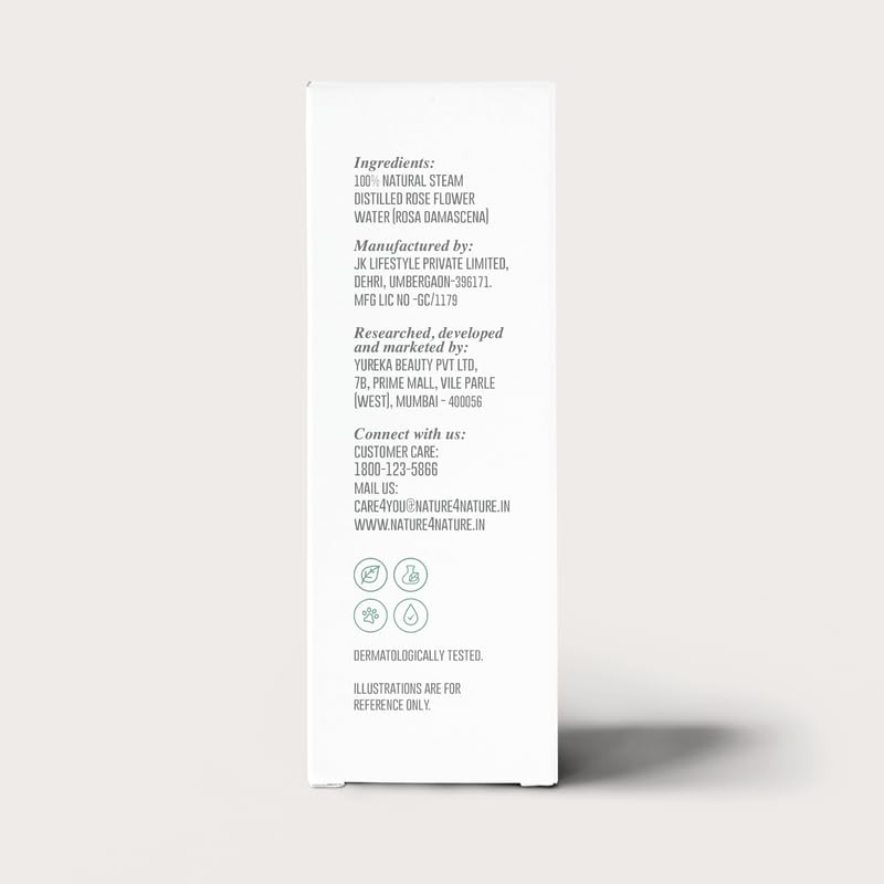 Nature4Nature Facial Hydrating Mist Pure Rose Water | Refreshing & Hydrating Facial Toner for Normal to Oily Skin Face Toner | Instantly Hydrates | Balances pH Levels | Non-Drying 100 Ml