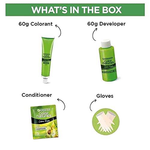 Garnier, Hair Colouring Creme, Long-lasting Colour, Smoothness & Shine, Color Naturals, Shade: 1 Natural Black, 70ml + 60g (Pack of 2)