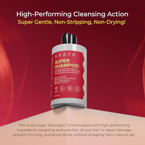 Arata 6-in-1 Super Shampoo | Prevents Hair loss | Restores pH Balance | Boosts Hair Thickness | Reduces Breakage | Fights Microbial Infections | Adds Shine | Shampoo For Women & Men | 300ml