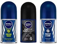 NIVEA Deodorant Roll-On Combo, Fresh Power, Deep Impact, Protect & care, 50 Ml Each Deodorant Roll-on - For Men (150 ml, Pack of 3)