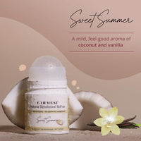 Carmesi Natural Underarm Roll On Deodorant for Women | 95% Natural + 5% Essential Ingredients | For Fresh Underarms All Day | No Alcohol & Aluminium | Sweet Summer | 50 ml