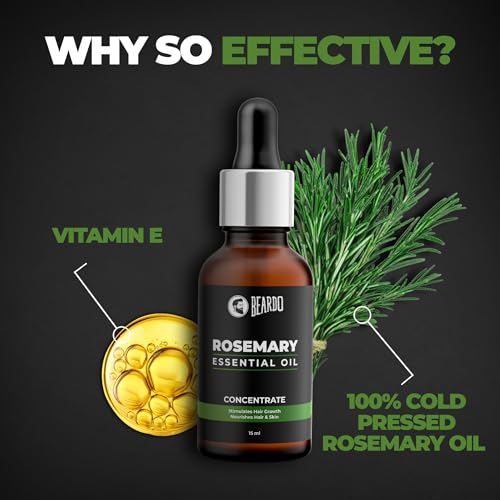 Beardo Rosemary Essential Oil, 15 ml | Rosemary Oil for Hair Growth, Hair fall and Regrowth | Hair & Skin Nourishment | 100% Natural | Aroma Oil