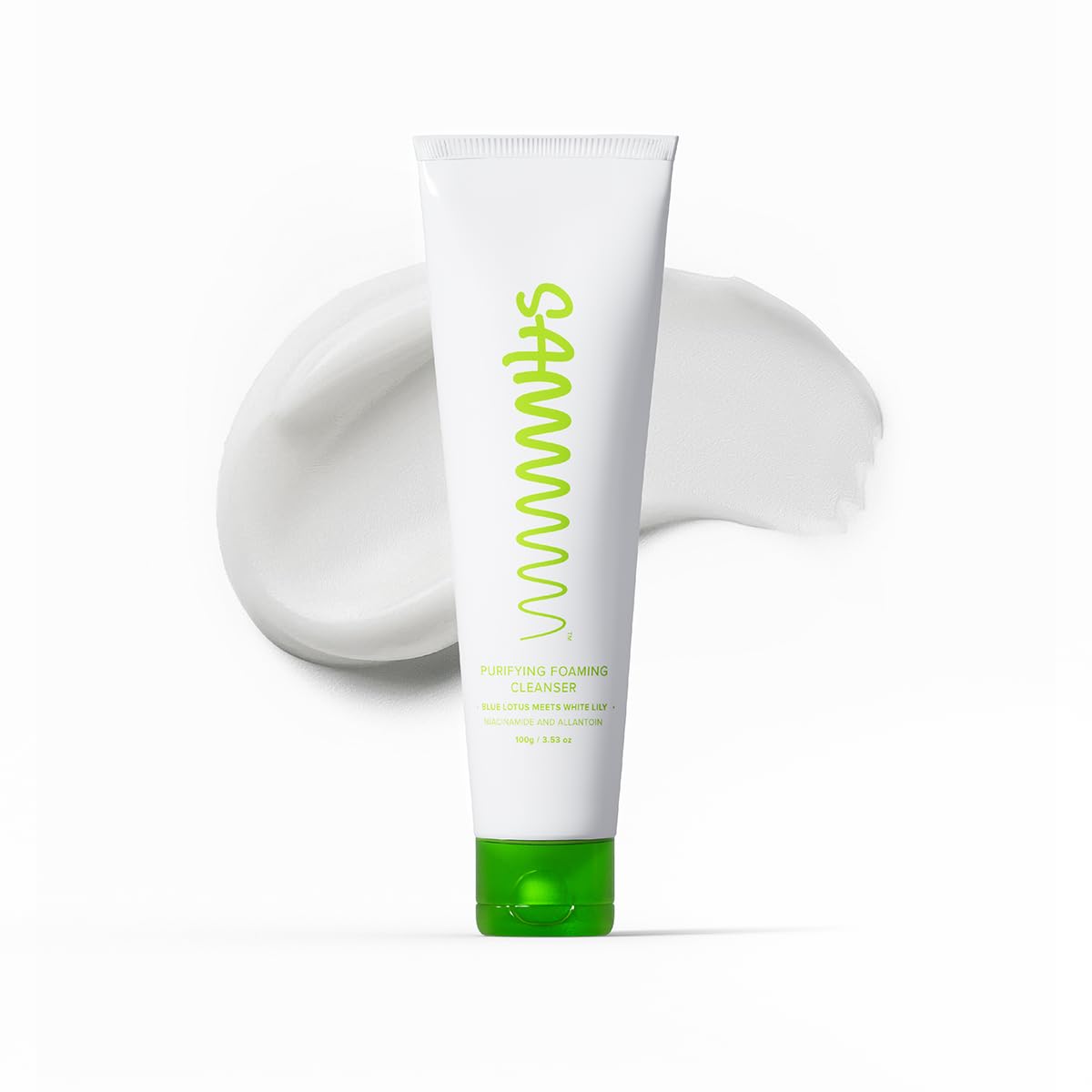 Sammmm Fresh-Af Purifying Foaming Cleanser, Face Wash for Deep Cleaning, with Blue Lotus & White Lily, 100g/3.53 oz, Creamy Foaming Texture