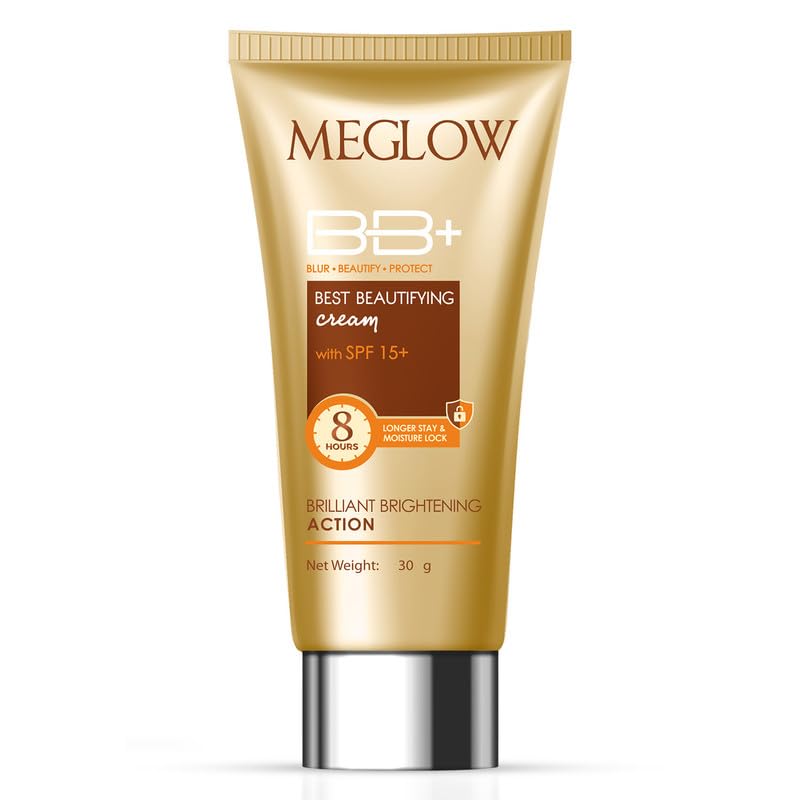 Meglow Best Beautifying BB+ Cream with SPF 15+ for Face Makeup | Skin brightening Cream for Instant Glow