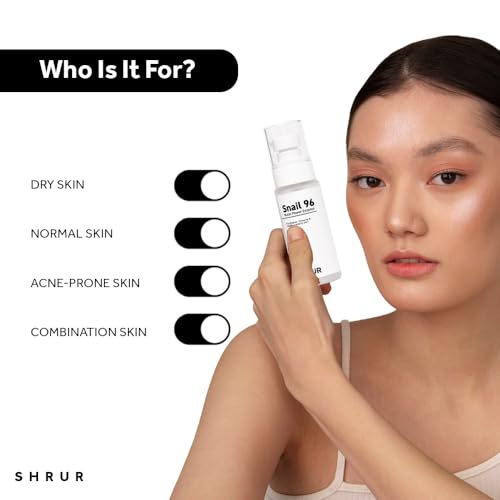 Shrur Snail Mucin 96 Power Repairing Essence, Hydrating Serum for Face, formulated with Snail Secretion Filtrate to Address Dull Skin & Fine Lines Korean Skincare - 50 ml