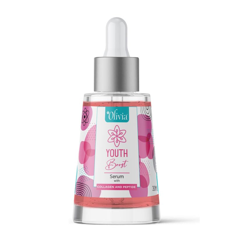 Olivia Youth Boost Face Serum with Collagen and Peptide | For Acne Prone Skin | Reduces Signs of Aging, Fine Lines & Wrinkles | Skincare for Women & Men | Simple Serum for Face – 30ml