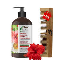 Vineroots Hair Conditioner with Hibiscus, Basil & Tridax | For Deep Conditioning, Smoothness & Shine | Sulfate & Paraben-Free | 200ml | Get a Free Neem Comb