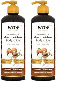 WOW Skin Science Shea Butter With Lactic Acid Body Lotion | Hydrates Very Dry Skin | Long Lasting 48 hrs Moisturization | Smoothens Rough, Flaky Skin | Calms Itchy Skin - 400ml (Pack of 2)