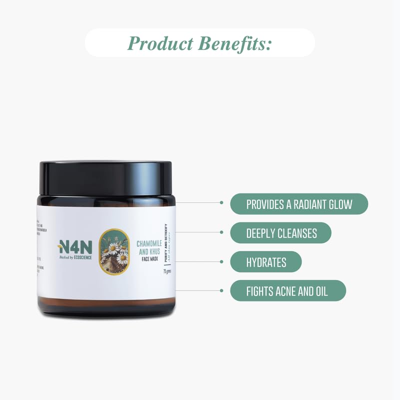 Nature4Nature Moisturising Face Pack For Women and Men | With Chamomile and Khus | Gives Clear Complexion & Hydrated Skin For All Skin Types | Paraben and Sulphate Free | 75 g