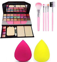TYA Makeup eyeshadow Kit + 5 Pcs Makeup Brush + 2 Pc Blender Puff Combo - Multicolor