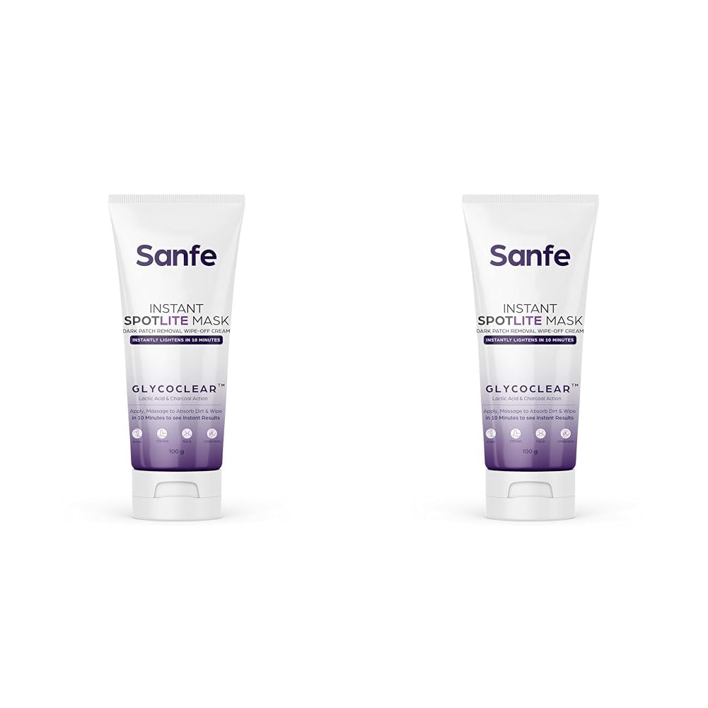Sanfe Instant Spotlite Mask For Dark Underrams, Neck & Body| Dark Patch Removal Wipe-Off Cream in 10 Minutes | For Detanning, Anti Aging & Skin Tightening | Glycolic & Kojic acid with Charcoal 100g