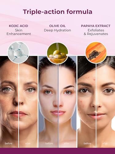 Kozicare Kojic Acid Soap & Glutathione Soap | Papaya Soap | Tan Removal Soap| Bath Soap Combo Offers | Helps Exfoliate Dead Skin - Pack Of 3 | Papaya Face Wash | Face Wash For Women & Men | 100 Ml