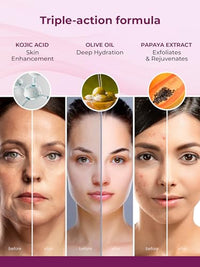 Kozicare Kojic Acid Soap & Glutathione Soap | Papaya Soap | Tan Removal Soap| Bath Soap Combo Offers | Helps Exfoliate Dead Skin - Pack Of 3 | Papaya Face Wash | Face Wash For Women & Men | 100 Ml