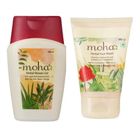 moha: Herbal Face Wash 100 ML and Herbal Shower Gel 100 ML Combo | Soft Supple & Moisturised Skin with Aloe, Tea Tree, Neem | Face Wash With Goodness Of Neem, Aleovera, Cucumber, Rose