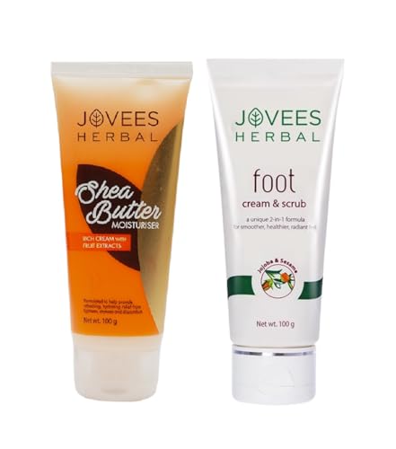 Jovees Herbal Shea Butter Moisturizer For Reduces Skin Inflammation & Restores Hydration And Foot Care Cream & scrub |Unique 2-in-1 Formula | Hydrates & Prevents Cracked Heels