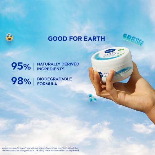 NIVEA Soft Light Moisturizer, 300 ml, for Face, Hand & Body, Non-Greasy Cream with Vitamin E & Jojoba Oil for Instant Hydration
