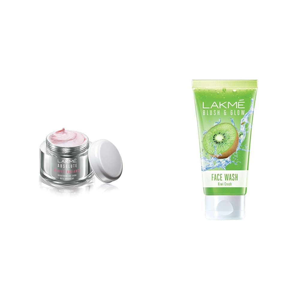 LAKMÉ Perfect Radiance Fairness Day Creme 50 g & Lakme Blush and Glow Kiwi Freshness Gel Face Wash with Kiwi Extracts, 100 g