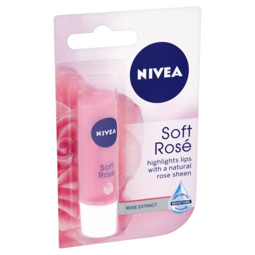 NIVEA Soft Rose Shine 4.8g Lip Balm|24 H Melt in Moisture Formula|Natural Oils|Glossy Finish,4.8 g (Pack of 1)
