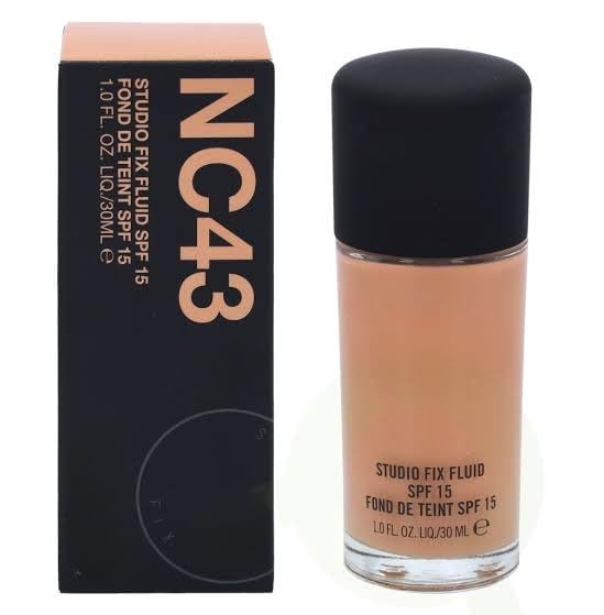 MACC Studio Fix Professional Waterproof oil-free Longlasting Liquid 24-hour colour-true foundation Matte Finish For Women,Shine-Free Liquid Foundation (NC-43, 30ML)