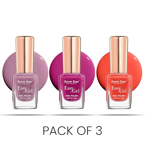 Seven Seas Easy Gel Nail Polish | Quick Dry Gel Nail Polish, Pack of 3 (Combo-07, 30ml)