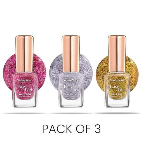 Seven Seas Easy Gel Nail Polish | Quick Dry Gel Nail Polish, Pack of 3 (Combo-14, 30ml)
