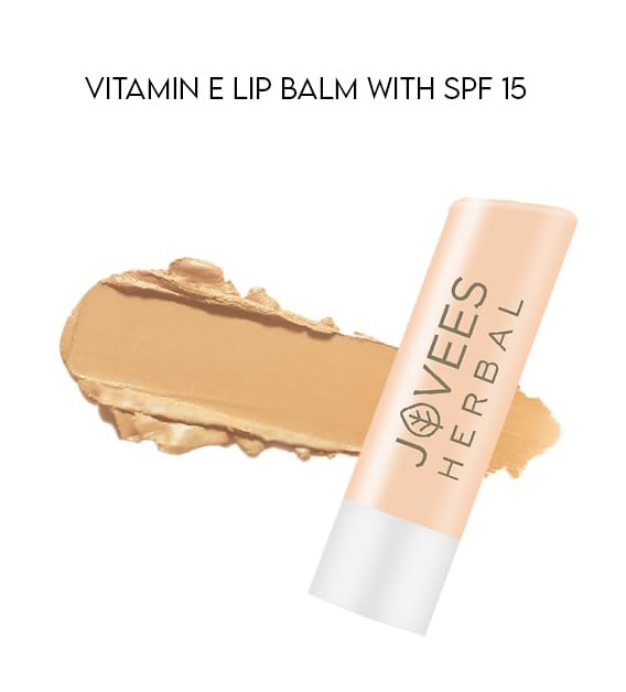 Jovees Herbal Vitamin E Lip Balm with SPF 15 For Soft, Glossy And Supple Lips | 24 Hour Hydration | Rejuvenates Dark, Pigmented, Dry, Chapped And Sun Damage Lips- 5g