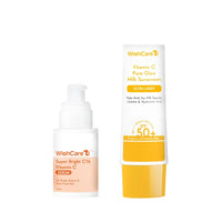 WishCare Super Bright Vitamin C Face Serum and Vitamin C Pure Glow Milk Sunscreen with SPF 50 PA+++(30ml + 50ml)