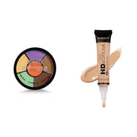 INSIGHT Cosmetics Pro Oil Matte Acne Prone Full Coverage Concealer Palette - Corrector, 15Gm & HD Full Coverage Concealer, Golden Sand-04, Pack Of 1