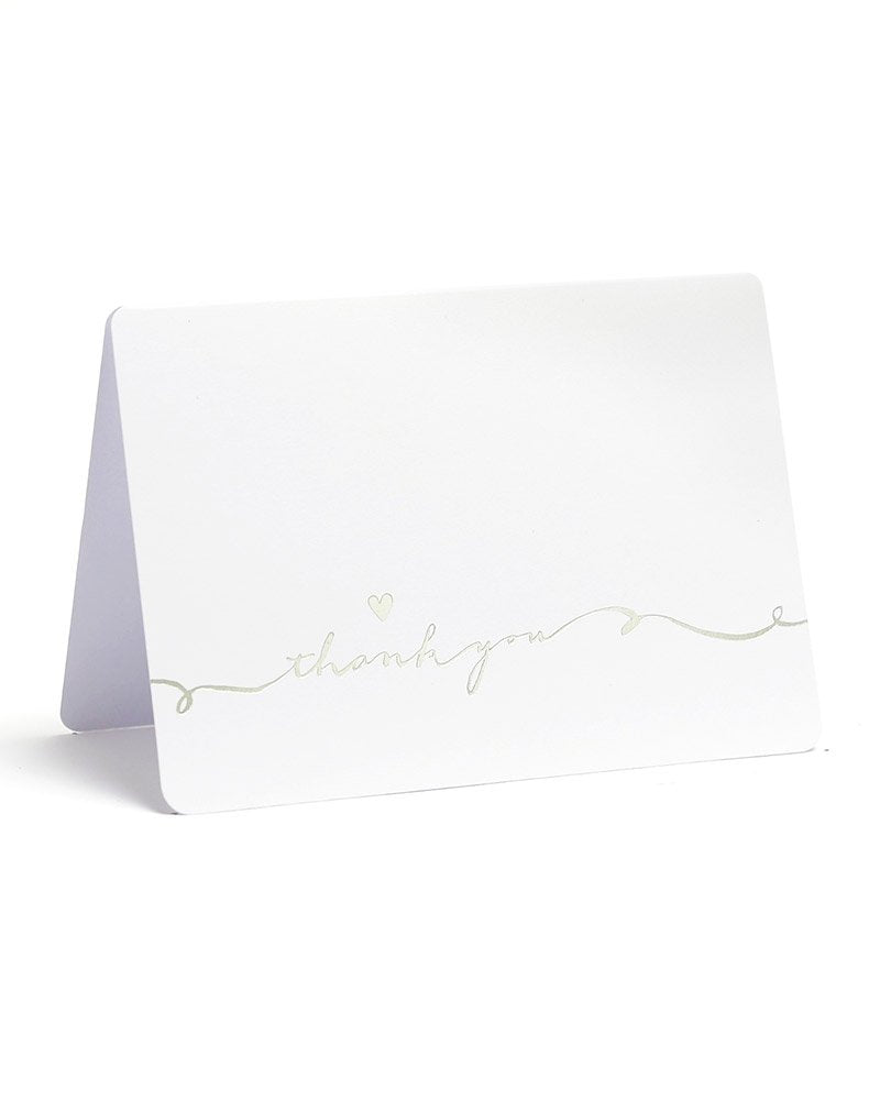 Gartner Studios Silver Foil Script with Heart Thank You Cards, 3.5” x 5”, Set of 50, Includes Envelopes Silver Foil Script w/Heart 50.0