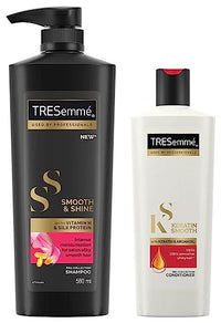TRESemme Smooth & Shine Shampoo 580 ml, with Biotin & Silk Proteins for Silky Smooth Hair, Moisturises Dry & Frizzy Hair, Mild Shampoo for Women & Men & TRESemme Keratin Smooth Conditioner 335 ml