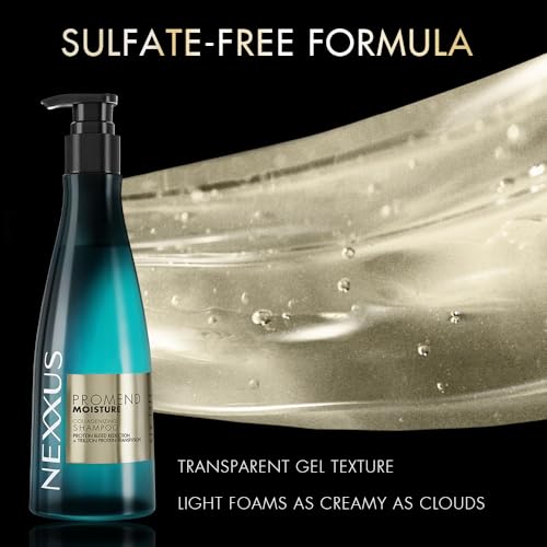 Nexxus Promend Moisture Collagenizing Shampoo For Dry Hair 250 ml | 2.3 X Smoother | 57% Less Frizz | Luxury White Rose Fragrance Profile