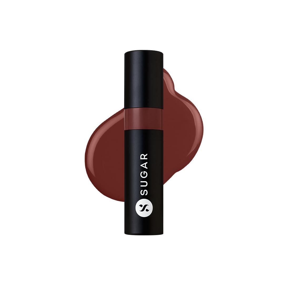SUGAR Cosmetics Partner In Shine Transferproof Glossy Lipstick | Lasts upto 24hrs | Transferproof & Smudgeproof - 3ml - 15 Burnt Brunello