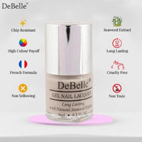 DeBelle Gel Glossy Finish Nail Polish Natural Blush, 8Ml - Enriched With Natural Seaweed Extract, Cruelty Free, Toxic Free