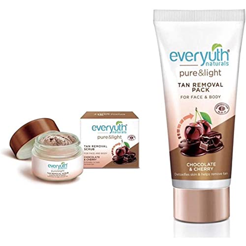 Everyuth Naturals Pure And Light Tan Removal Scrub And Tan Removal Pack Chocolate And Cherry 50 gm Each (Pack Of 2)