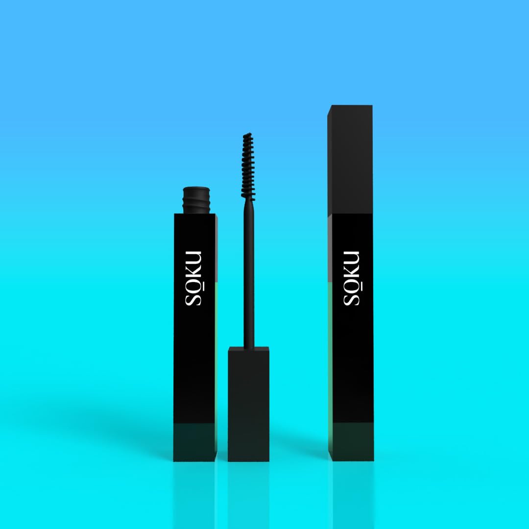 SOKU Lush Laminate Volume Intense Jet Black Mascara Volumizing | Waterproof Smudge Proof | Long Lasting Up to 18 Hours | Infused with Jojoba Oil & Almond Oil for 2X Instant Volume - 8 ml