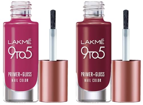 LAKMÉ 9 To 5 Primer + Glossy Finish Nail Colour & 9 To 5 Primer + Glossy Finish Nail Colour Combo, 6 Ml