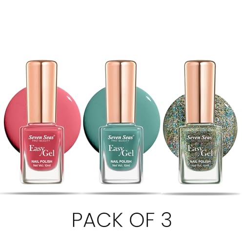 Seven Seas Easy Gel Nail Polish | Quick Dry Gel Nail Polish, Pack of 3 (Combo-12, 30ml)
