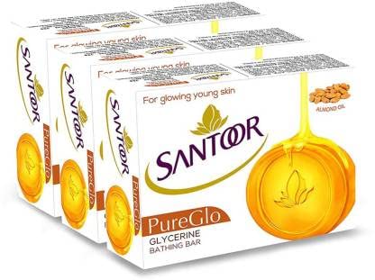 santoor Pureglow Bathing Bar with Almond Oil & Glycerine Soap 3Nx125g (3 x 125 g)