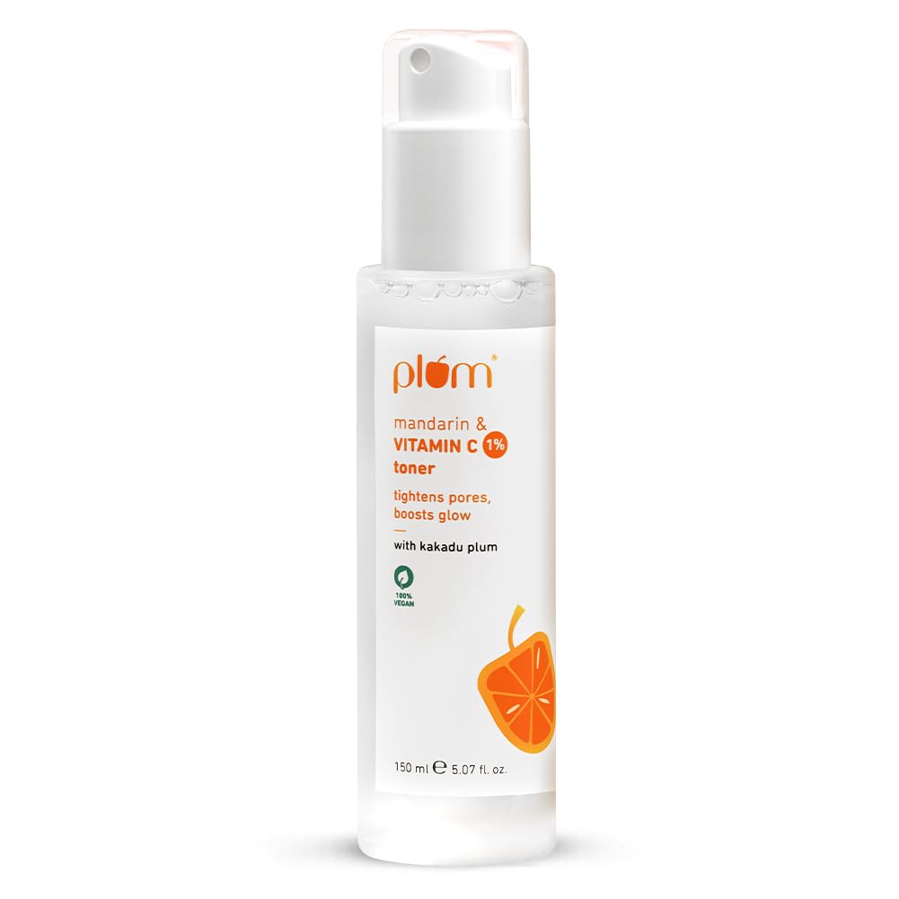 Plum 1% Vitamin C Toner with Mandarin & Kakadu Plum | Alcohol-free Toner | For Glowing Skin | Soft Spray Dispenser | Fragrance-Free | For All Skin Types | Women & Men | 100% Vegan | 150 ml