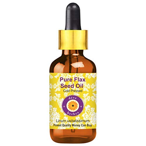 Deve Herbes Pure Flax Seed Oil (Linum usitatissimum) with Glass Dropper Natural Therapeutic Grade Cold Pressed 100ml