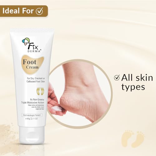 Fixderma 5% Lactic Acid, 15% Urea, 3% Glycerine, Foot Cream For Dry & Cracked Feet, Moisturizes and Soothes Feet, Heel Repair Paraben & Sulphate Free, All Skin Types 60 ML