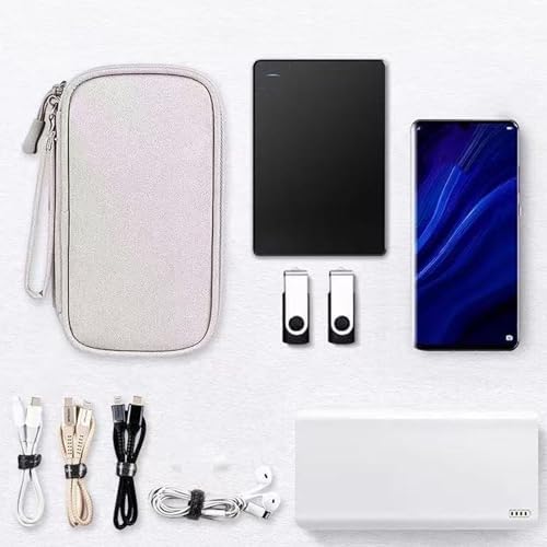 Electronic Organizer, Hard Shell Electronic Charger Cable Organizer Travel Case, Waterproof Double Layers Storage Bag for Cable, Cord, Charger, Phone, Earphone (Grey)