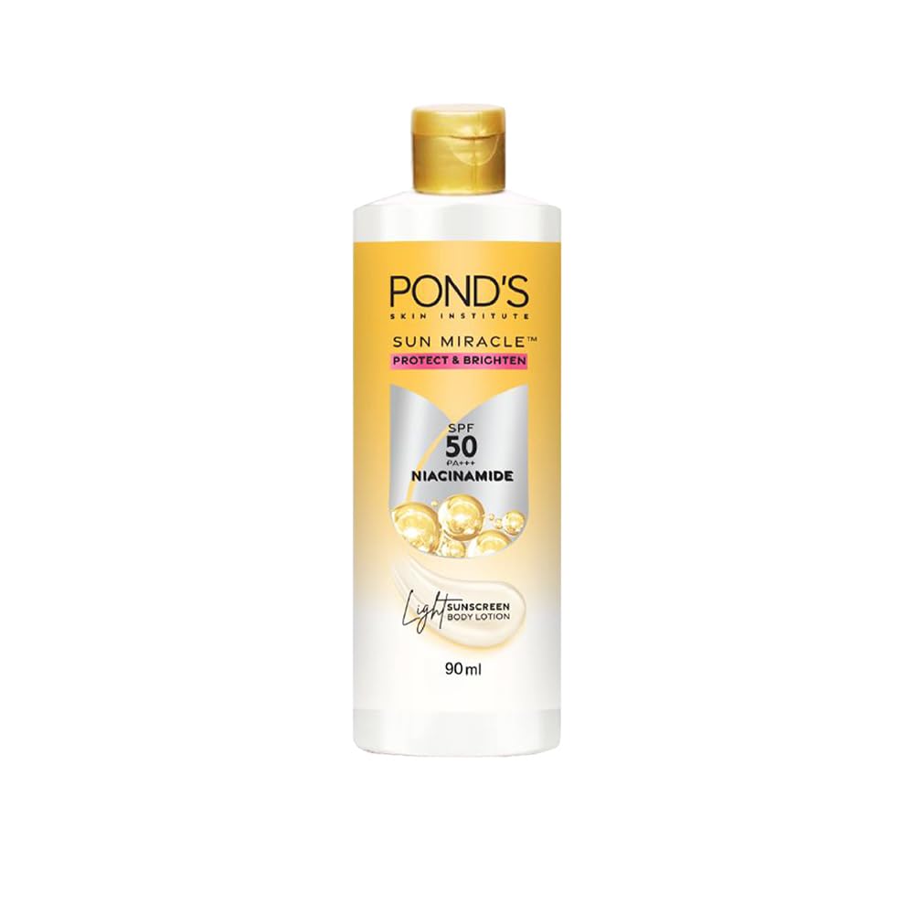 POND's Sun Miracle Spf 50 Pa+++ Lightweight For All Skin Sunscreen Body Lotion, Protects From Uva/Uvb Rays, 1% Active Niacinamide, No White Cast-90Ml, 1 Count