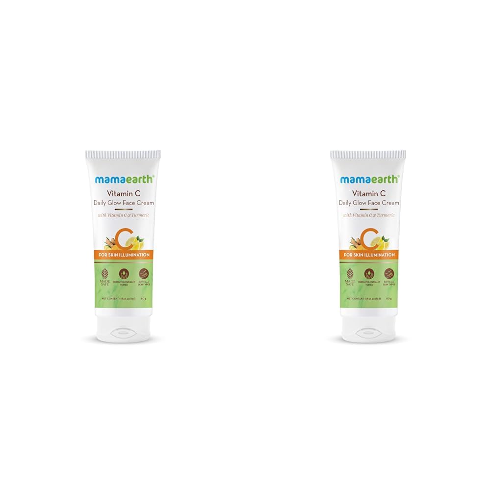 Mamaearth Vitamin C Daily Glow Face Cream With Vitamin C & Turmeric For Skin Illumination - 80 G (Pack of 2)